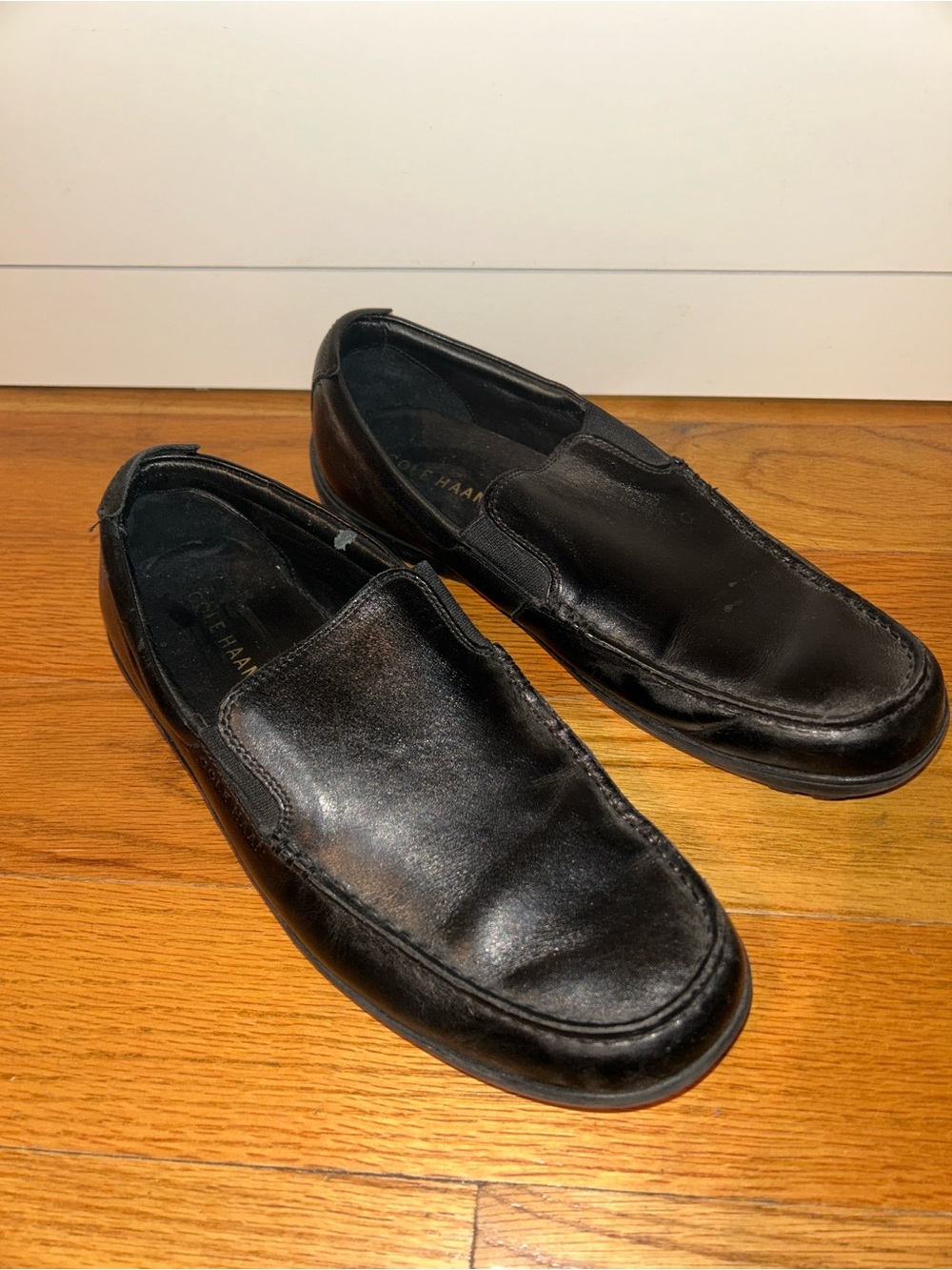 Cole Haan Black Leather Slip-On Loafers